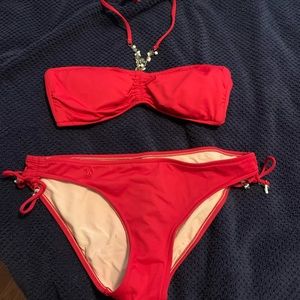 Ralph Lauren halter bikini with bead detailing- small.